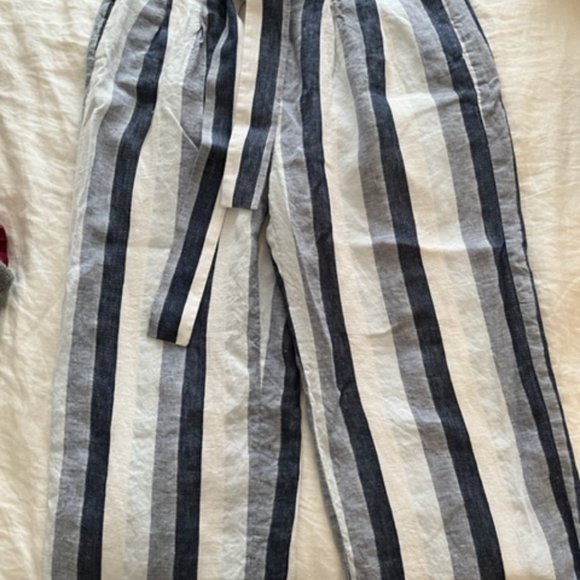 POINT SUR LINEN WIDE LEG CROPPED PANTS SIZE 14 - Picture 1 of 4